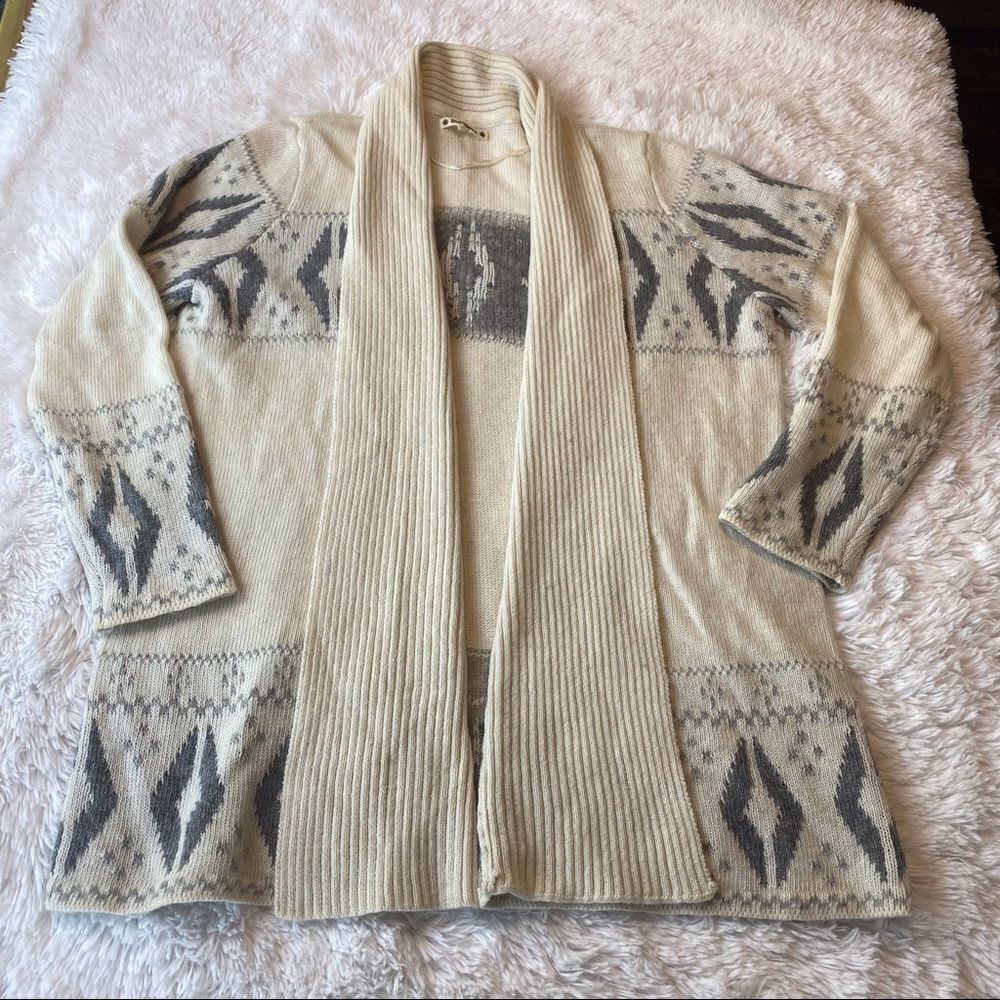Ruff Hewn Open Front Mid Length Long Sleeve Cardigan